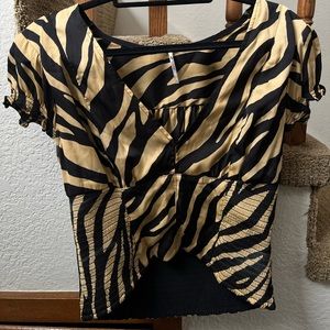 free people cropped top. animal print